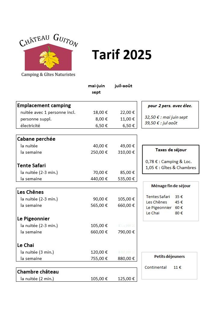 Tarif 2024